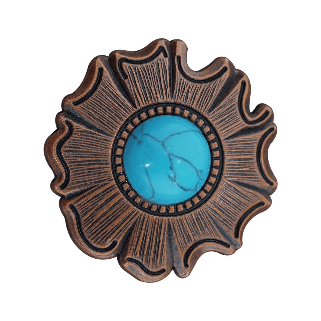 Copper Turquoise Round Conchos - Set of 6