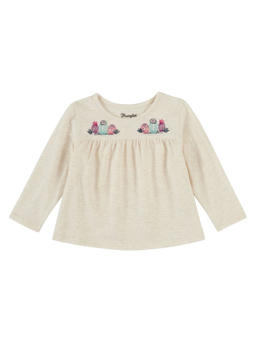 Wrangler Girl's Infant Long Sleeved Cactus Embroidery Top
