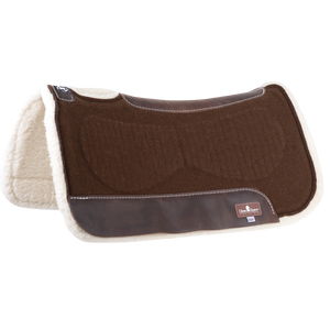 Powered with a vented Zoombang™ insert that is scientifically engineered to dissipate energy, reducing injury and stress on equine athletes. Its breathable design remains securely in place, providing conformal layered protection. Durable 3/8” felt top is designed to be used alone or under show blanket. A 100% Merino fleece bottom wicks moisture and provides maximum comfort to the horse’s back. 1-1/4” total pad thickness.